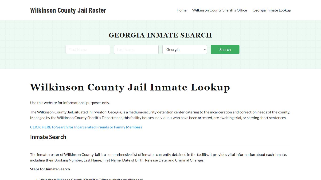 Wilkinson County Jail Roster Lookup, GA, Inmate Search