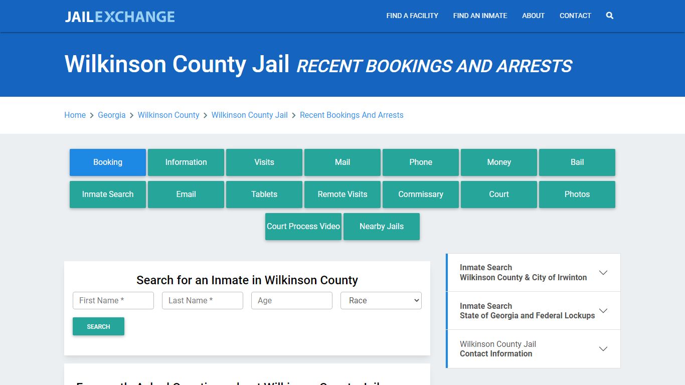 Wilkinson County Jail GA Recent Arrests and Bookings